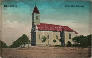 1918 Taksony, Taksonyfalva, Takson, Matúskovo; Római katolikus templom. Fogyasztási szövetkezet kiadása / Catholic church (EK)