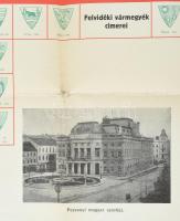 1938 Színészettörténelmi adattár. Felvidéki magyar színjátszás. Felvidéki vármegyék címerével, feket...