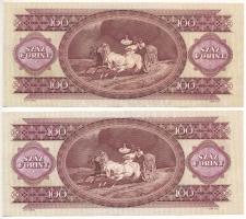 1980. 100Ft (2x) egyugrásos sorszámkövetők "B 073 111070 - B 073 111072" T:F szép papír
A...