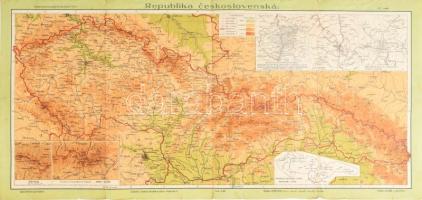 cca 1930 Csehszlovák Köztársaság térképe, 1:1 500 000, szakadásokkal, 31×64 cm