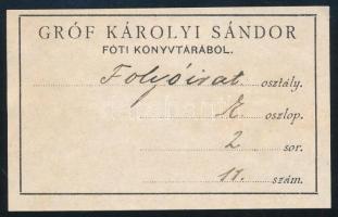 Gróf Károlyi Sándor fóti könyvtárából. Nyomat, papír, jelzett a nyomaton, 5x8 cm