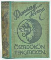 Donászy Ferenc: Őserdőkön, tengereken. Természeti képek és vadászkalandok mind az öt világrészből. Haranghy Jenő rajzaival. Bp., [1935], Győző Andor (Tolnai-ny.), 479 p. Szövegközi illusztrációkkal. Átkötött egészvászon-kötésben, helyenként javított, kissé foltos lapokkal.