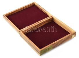 Fa doboz rajta Jeruzsálem régi metszetét ábrázoló réz lap 19x15 cm Ariel Sharon ajálndéka réz tábláv...