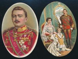 cca 1916 IV. Károly portréja + családja körében, 2 db litho kép, 12×8 cm