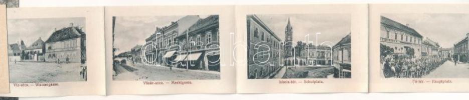 Szászváros, Broos, Orastie; Új református Kún kollégium. leporellólap 10 képpel, közte zsinagóga / C...