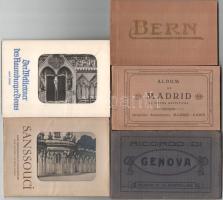 5 db RÉGI külföldi képeslap füzet: Genova, Madrid, Bern, Hamburg, Sanssouci