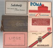 6 db RÉGI külföldi képeslap füzet: Salzburg, Liege, Bruxelles, Antwerpen, Roma, Vatican