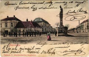 1903 Zsombolya, Hatzfeld, Jimbolia; tér. Perlstein F. kiadása / square (szakadás / tear)