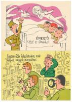 Jelentem kiskatona lettem - 12 db modern katonai humor képeslap sorozat saját tokjában, rajzolta Pus...