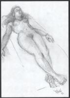 Durkó Gábor (1916-2003), össz. 5 db mű: Női aktok. Ceruza vagy toll, papír. Mindegyik jelzett. 21x30...