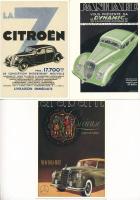 6 db MODERN reprint képeslap autós reklám poszterekről / 6 modern reprint postcards of automobile ad...