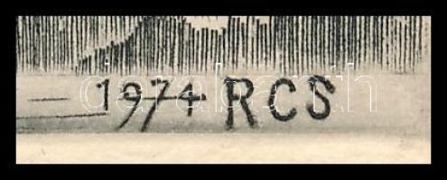 Rékassy Csaba (1937-1989): Tudósok (cím nélkül). Rézmetszet, papír, jelzett a metszeten, körbevágva,...
