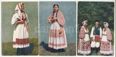 3 db Horvát népviseletes képeslap / 3 Croatian folklore postcards