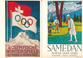 6 db modern svájci reprint reklám képeslap plakátokról, sok sport / 6 modern Swiss reprint postcards...