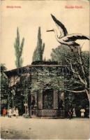 1910 Buziásfürdő, Baile Buzias; Mihály-forrás, gólya / spa, spring source with stork (EK)