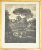 Nicolas Poussin (1594-1665), metszette Fischer V: Cecilia Metella síremléke. Rézkarc, papír. Jelzett a karcon. Ny. Kargl F., Bécsben. Üvegezett fakeretben, 29x24 cm