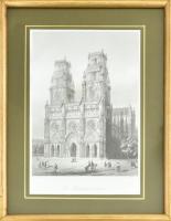 Antoinette Asselineau (1811-1889) festménye után, William French (1815-1898) metszése: Orleansi katedrális. Acélmetszet, papír, jelzett a metszeten. Üvegezett fakeretben. 20x14 cm