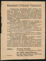 1919 Garbai Sándor (1879-1947) Magyarországi Tanácsköztársaság idején a Forradalmi Kormányzótanács elnöke által kibocsátott röplap, hajtott