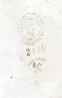 Knickebocker Silver Co fém cukortartó üveg betét nélkül, jelzett,. deformált d: 15, m:10 cm