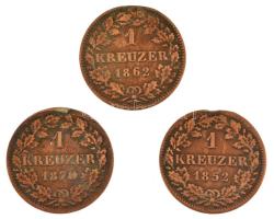 Német Államok / Bajorország 1852-1870. 1kr billon (3xklf) T:VF fülnyom, ph, karc
German States / Ba...