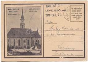 1940 Kolozsvár, Cluj; Szent Mihály templom, "Kolozsvár visszatért" / church, entry of the Hungarian troops (felületi sérülés / surface damage)