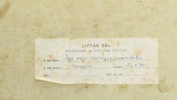 Lipták Pál (1922-2007): Egy régi szőnyeg maradéka. Olaj, karton. Jelzés nélkül. Hátoldalán a művész ...