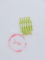 Zsolnay pirosvirágos mokkás készlet, matricás, jelzett, csészehiánnyal, kopott