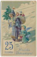 Herzlichen Weihnachtsgruß! 25 Dezember / Christmas greeting art postcard with Saint Nicholas and toys. HWB Ser. 2809. litho (apró lyuk / tiny pinhole)
