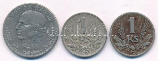 Szlovákia 1939. 5K Ni "Andrej Hlinka" + 1941-1942. 1K Cu-Ni (2xklf) T:XF,VF patina Slovakia 1939. 5 Korun Ni "Andrej Hlinka" + 1941-1942. 1 Koruna Cu-Ni (2xdiff) C:XF,VF patina