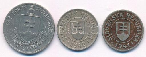 Szlovákia 1939. 5K Ni "Andrej Hlinka" + 1941-1942. 1K Cu-Ni (2xklf) T:XF,VF patina
Slovak...