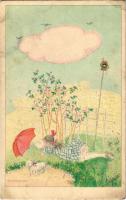 1924 Wiener art postcard B.K.W.I. 421-3 s: Mela Koehler (EK)