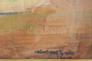 Halvax Gyula (1906-1984): Balatonfelvidék. Olaj, vászon, kartonon, jelezve jobbra lent. Kissé sérült...