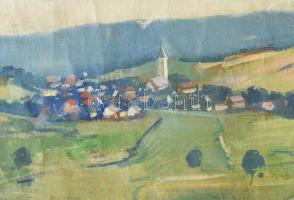 Halvax Gyula (1906-1984): Balatonfelvidék. Olaj, vászon, kartonon, jelezve jobbra lent. Kissé sérült...