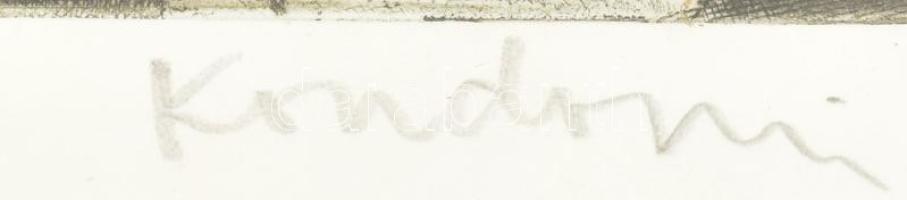 Kondor Lajos (1926-2006): Női akt torzó. Rézkarc, papír, jelzett, 13x10,5, üvegezett fakeretben