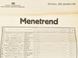 1928 Budapest Székesfővárosi Közlekedési Részvénytársaság által kibocsátott menetrend, kisebb szakad...