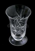 6 darab kristályüveg hosszúitalos pohár, talpas, hántolt mintával, kopással, m: 12 cm