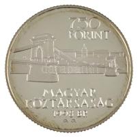 1998. 750Ft Ag "Budapest 125 éves" kapszulában, tokban T:PP patina Adamo EM149