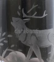 Stölzle Oberglas Masters collection vadászpohár szett, 6 db, klf csiszolt állatmintákkal, kopással, ...