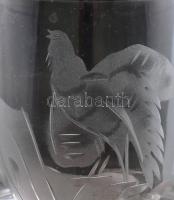 Stölzle Oberglas Masters collection vadászpohár szett, 6 db, klf csiszolt állatmintákkal, kopással, ...