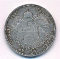 1869GYF 1Ft Ag "Ferenc József / Angyalos címer" T:VF,F forrasztásnyom, karc Adamo M15