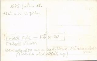 1945 Budapest I. Friedl cukrászda, teherautó munkásokkal. Corvin tér 6. photo - Berendezése ma a Ker...