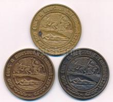 1986. 200 éves a borsodi szénbányászat / 1789-1986 kétoldalas bronz emlékérem (3x), mind különféle szín árnyalatban (42,5mm) T:UNC,AU patina