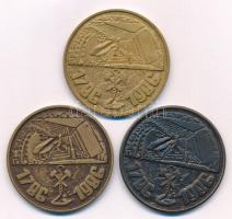1986. "200 éves a borsodi szénbányászat / 1789-1986" kétoldalas bronz emlékérem (3x), mind...