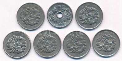 Japán 1968-1980. 100Y Cu-Ni (6xklf) + 1974. 50Y Cu-Ni T:XF
Japan 1968-1980. 100 Yen Cu-Ni (6xdiff) ...