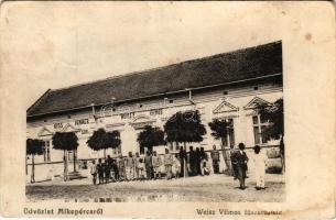 1916 Mikepércs (Derecske), Kiss Ignác sörözője, Weisz F. Vilmos fűszer üzlete, katonák (EK)