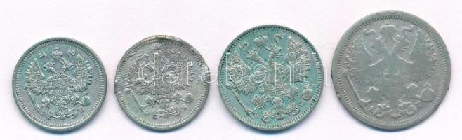Orosz Birodalom 1904-1914. 10kr Ag (2x) + 15kr Ag + 20kr Ag T:AU-F fny., patina
Russian Empire 1904...