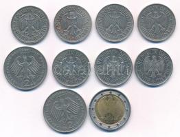 NSZK / Németország 1950-1993. 1M Cu-Ni (7db/6xklf) + 1977-1990. 2M (2xklf) + 2017. 2E T:XF,VF közte ...