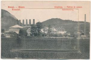 Brassó, Kronstadt, Brasov; Csigahegy cementgyár. Ciurcu 865. leporellolap belül Román gimnázium, piac, utca, Bolonya / Fabrica de cement / Schneckenberg / cement factory in Dealul Melcilor. leporellocard with streets, amrket, Romanian school, Blumana (fl)