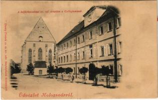 Kolozsvár, Cluj; Belfarkas utcai református templom, Kollégium. Dunky fivérek fényképészek / Calvinist church and boarding school (ragasztónyomok / gluemarks)