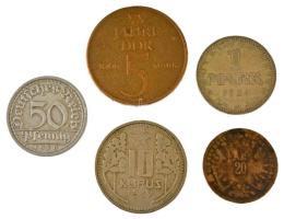 Vegyes: Ausztria 1870. 20kr Ag "Ferenc József" + Német Birodalom 1920F 50pf Al + 1924A 1M ...